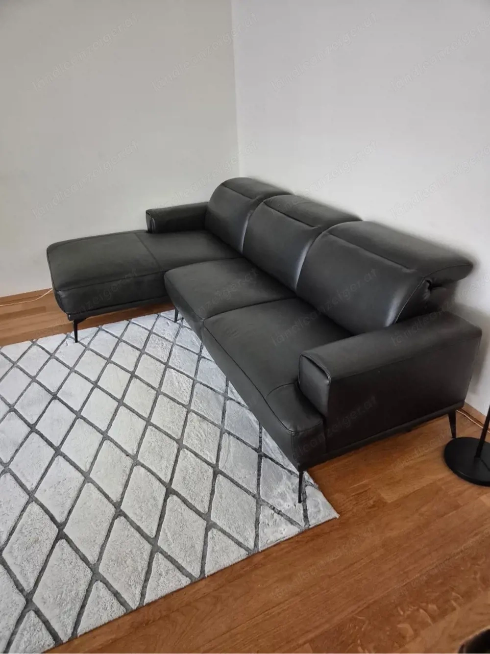 Xora Ecksofa in Leder, schwarz
