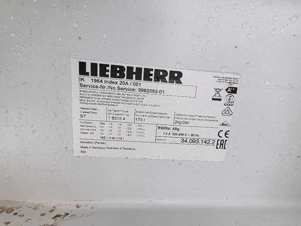 Titel Einbaukühlschrank Liebherr 102 cm Nische   mit Gefrierfach   funktioniert   50  