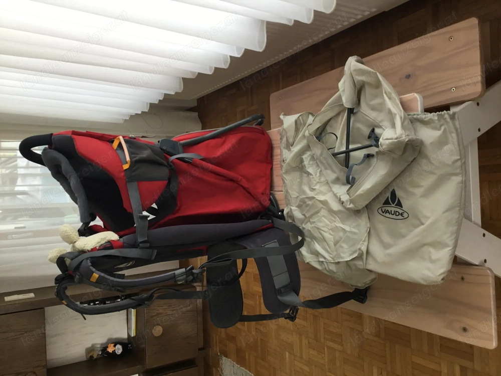 Hochwertige Kindertrage von  Vaude  Jolly Comfort, m. Regenschutz u. Sonnendach, guter Zustand