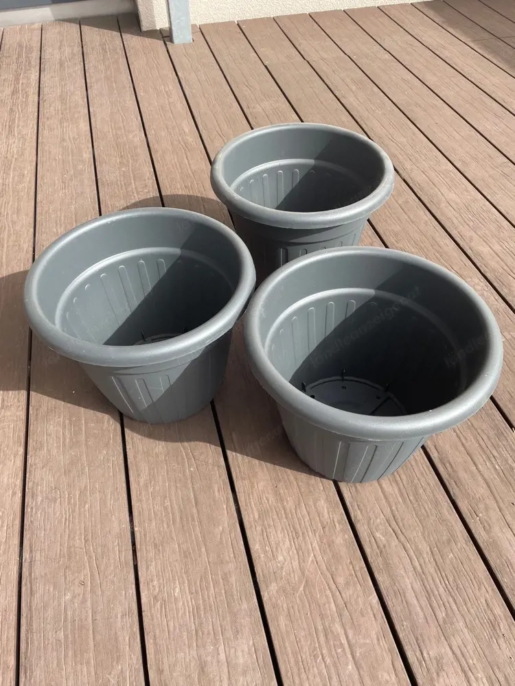 3 Pflanztöpfe Kunstoff Antrazith