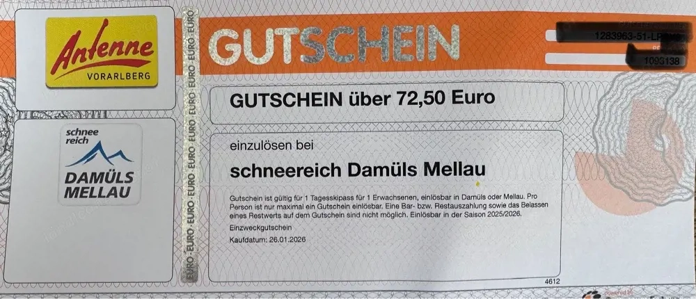 Skikarte Tagesskipass Mellau Damüls