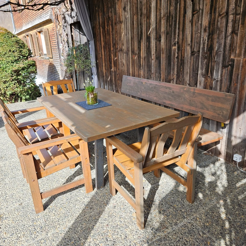 Gartenset, Tisch, Bank und 4 Stühle