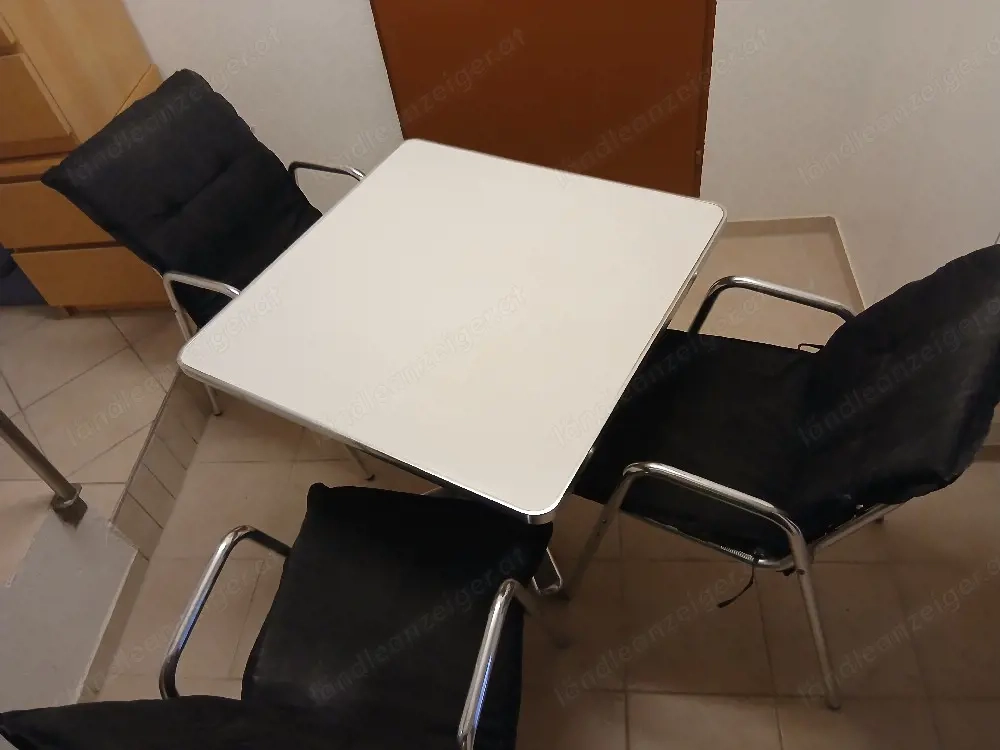 Gartentisch+Stühle Alu+3neue Polster