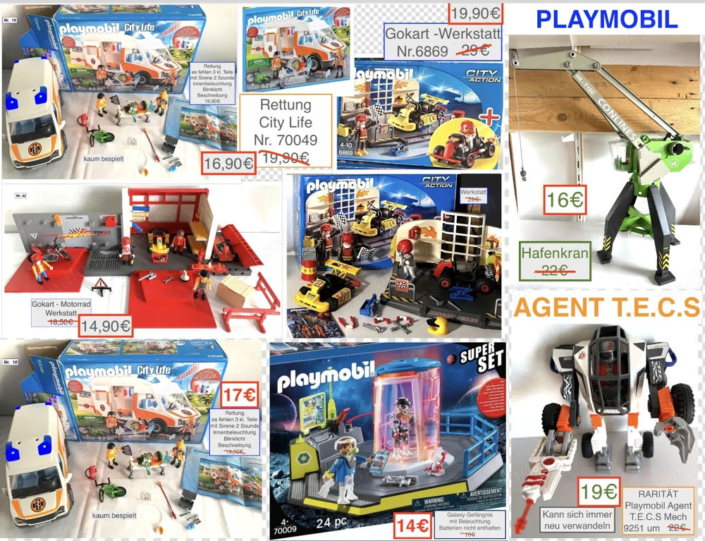 STARK REDUZIERT Playmobil Hafenkran Agent Gokartwerkstatt ...