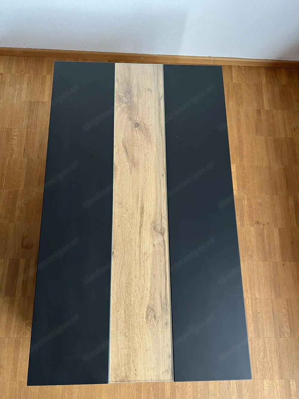 Couchtisch 110 x 65cm, Eiche Altholz Nachbildung mit Glaseinsatz