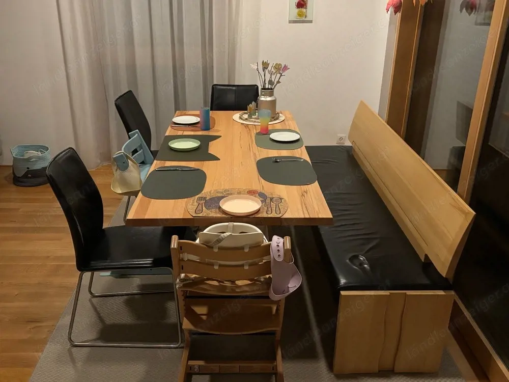 Esstisch + Bank Vollholz Buche