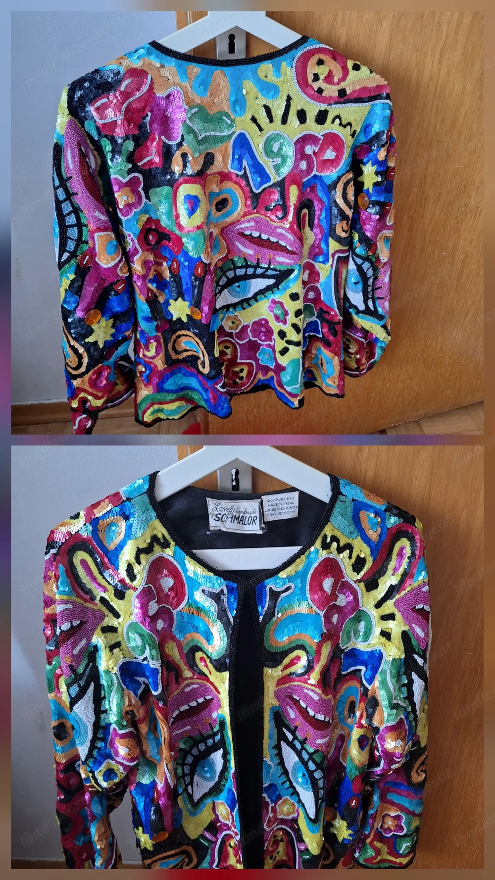 Jacke mit glitzer vor hand genäht