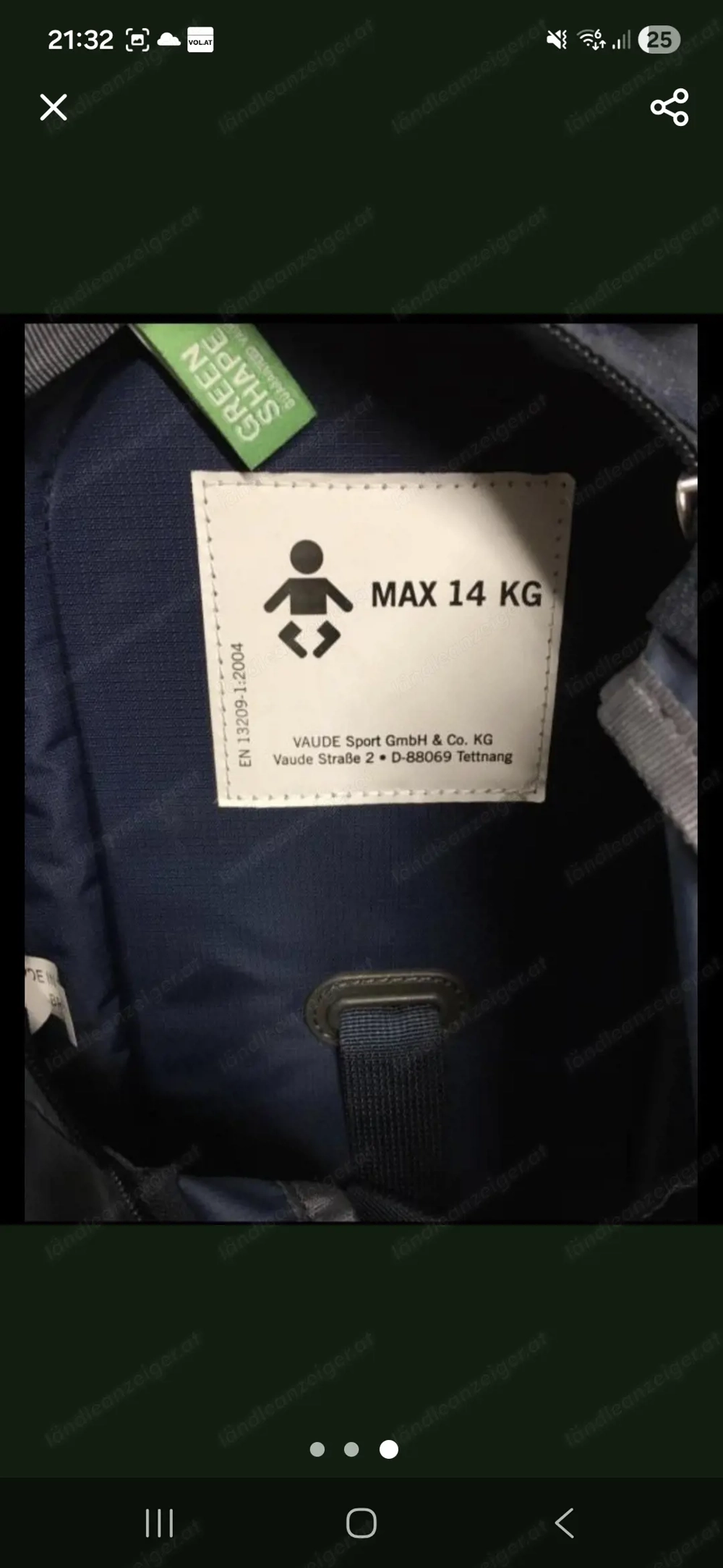 Vaude Rückentrage bis 14kg 