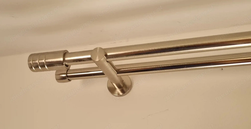 Rundstangengarnitur, Gardinenstange doppelt 16mm, 200cm Edelstahl