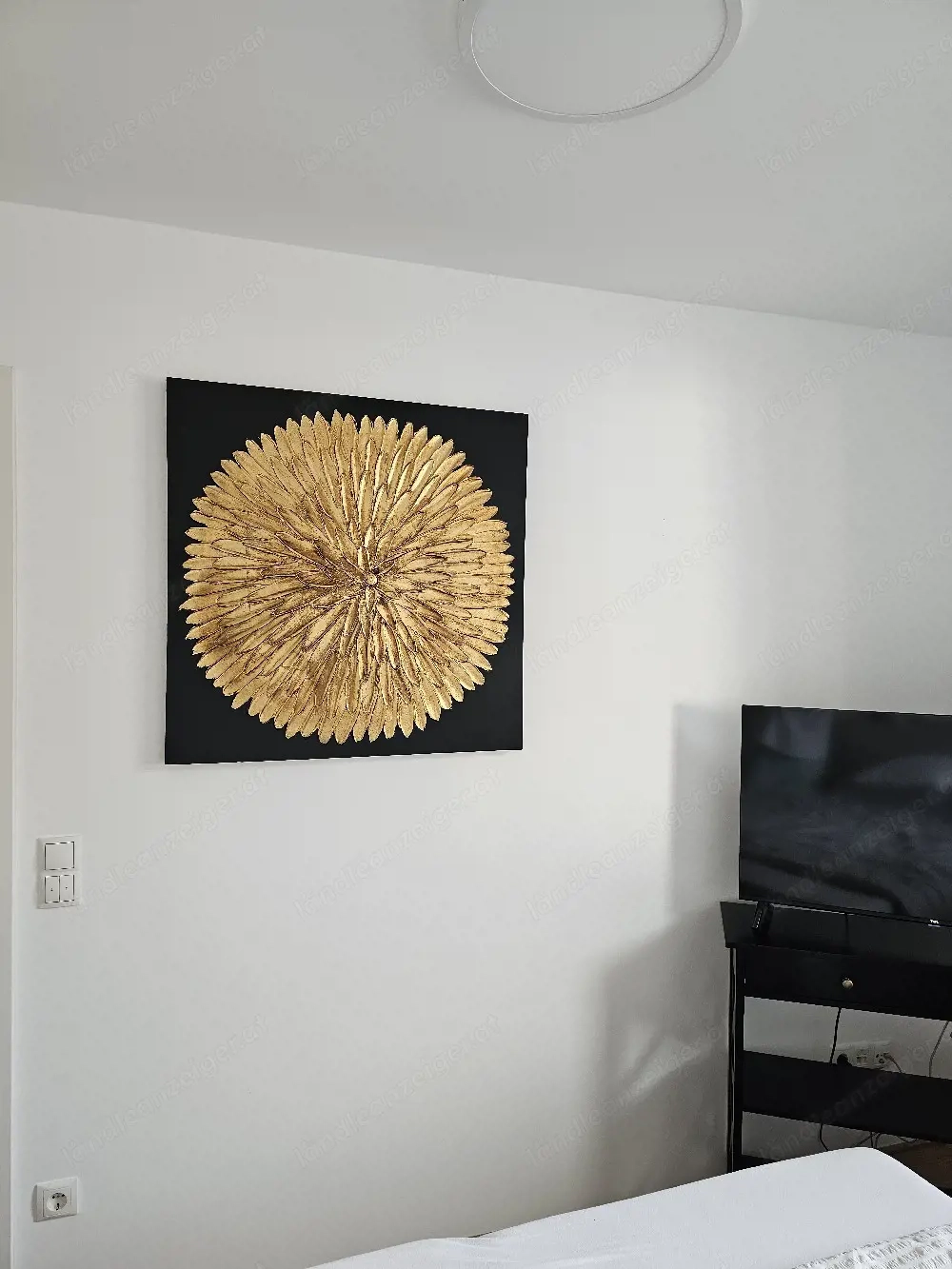 Abstraktes Ölbild schwarz, gold 85 85