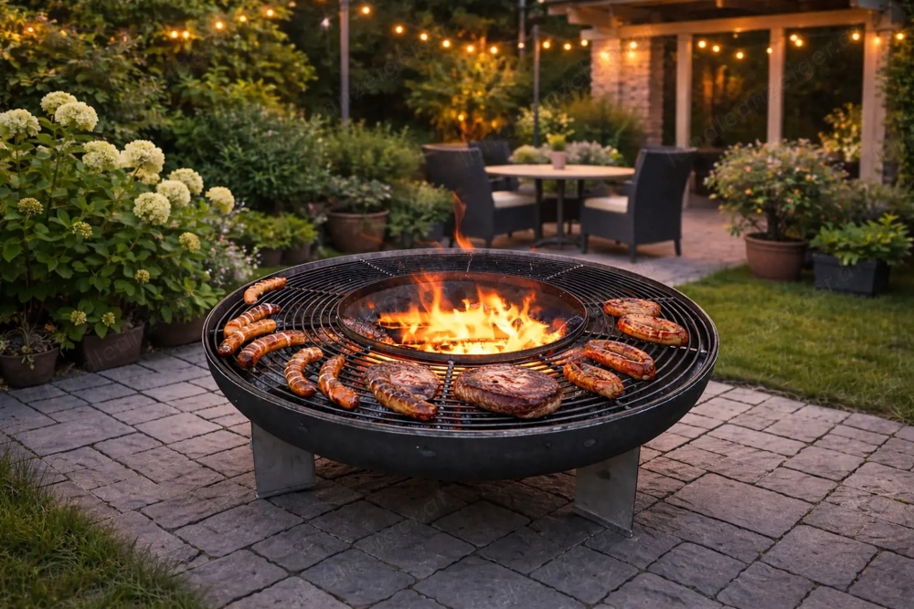  Große Feuerschale mit Grillrost   perfekt für Gartenabende 