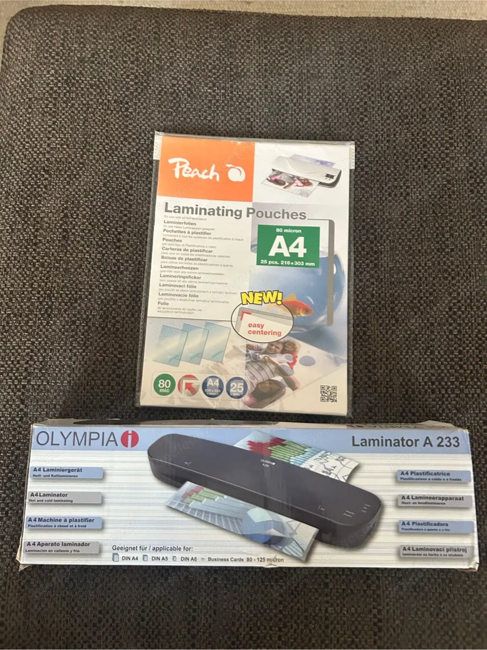 Laminiergerät Olympia A233 und Peach Laminierfolien