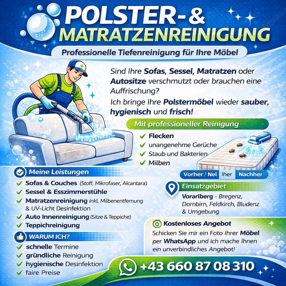 Polstermöbel Teppiche Matratze Reinigung