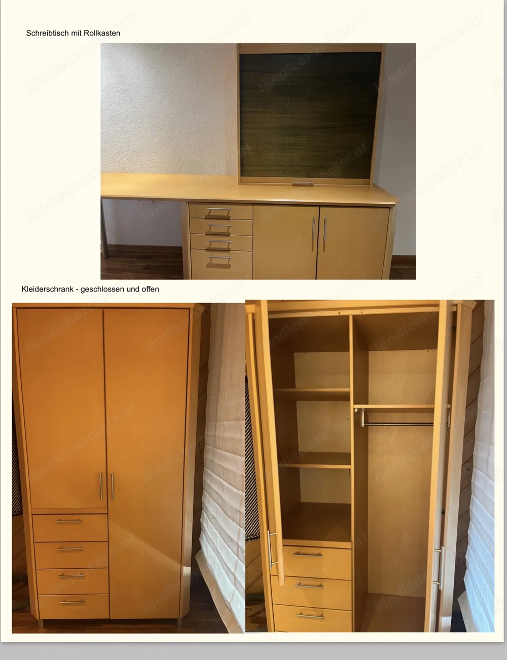 Gut erhaltener Kleiderschrank und Schreibtisch mit Rollkasten - gratis 