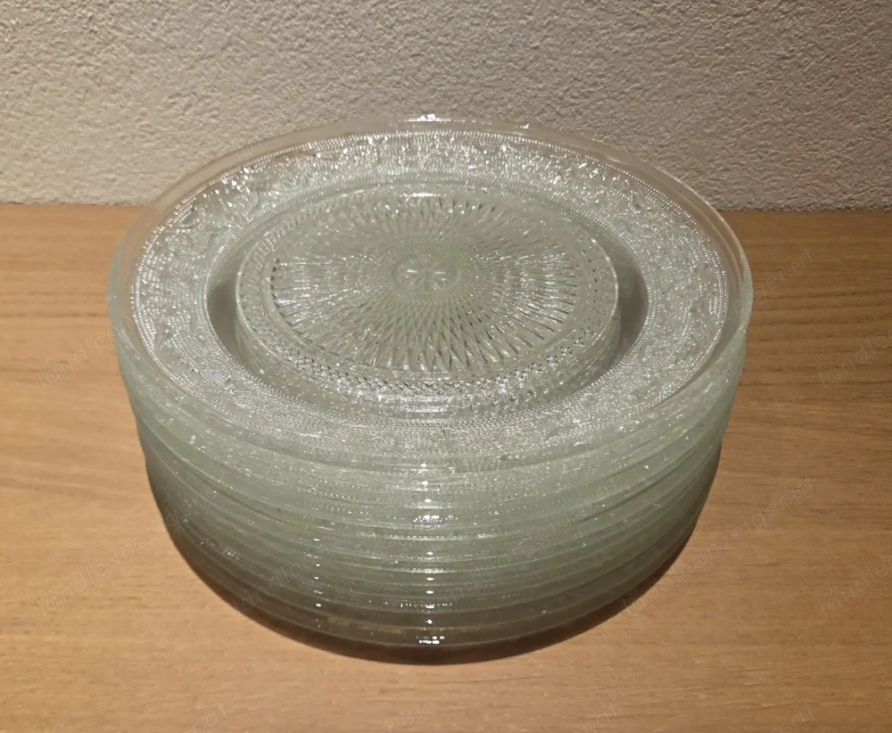 Servierteller 25 cm Decko Glas Dessert Teller 12 Stück