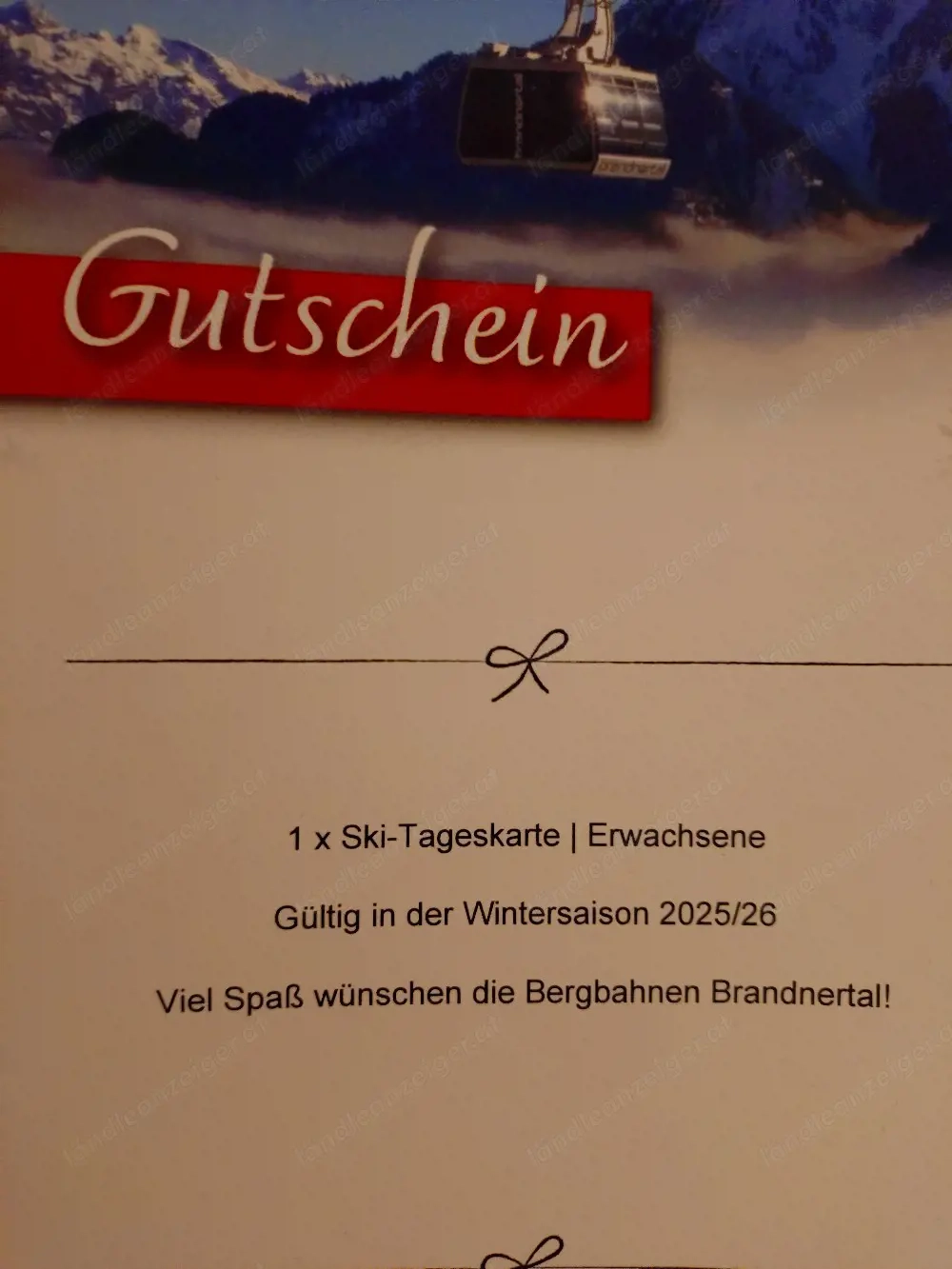 2 Tageskarten Bergbahnen Brandnertal