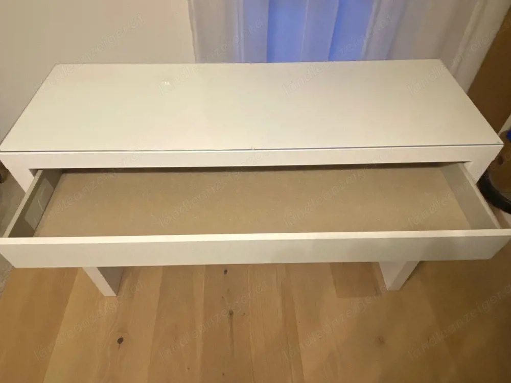 Schminktisch weiß mit Schublade - plus Glasplatte & Filzeinsatz GRATIS DAZU!