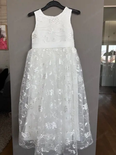 Kommunionskleid oder Blumenmädchenkleid mit Spitze lang