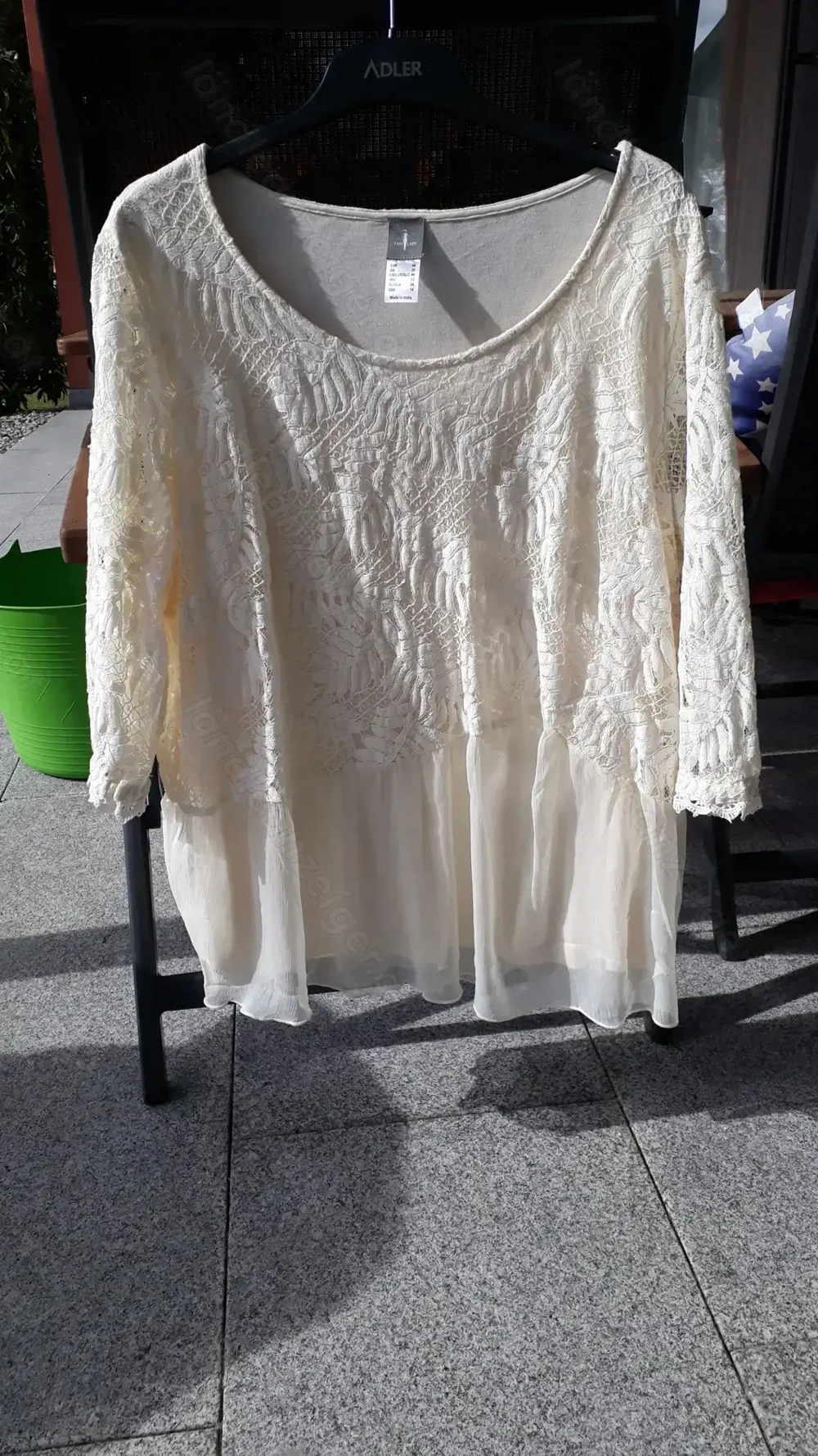 NEUE Chiffonbluse mit Spitze, Gr. 46, Farbe ecru, Marke "Fair Lady"