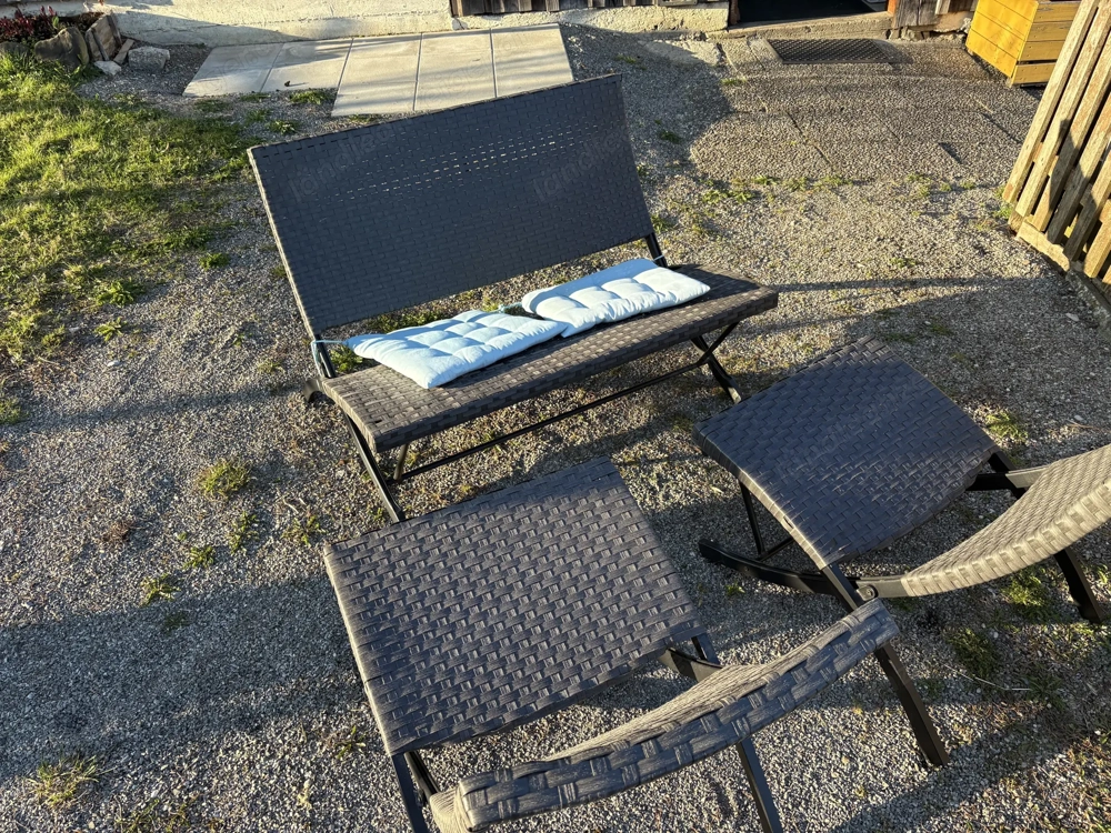 Balkonmöbel Sitzgruppe (Rattan-Optik)   klappbar   platzsparend