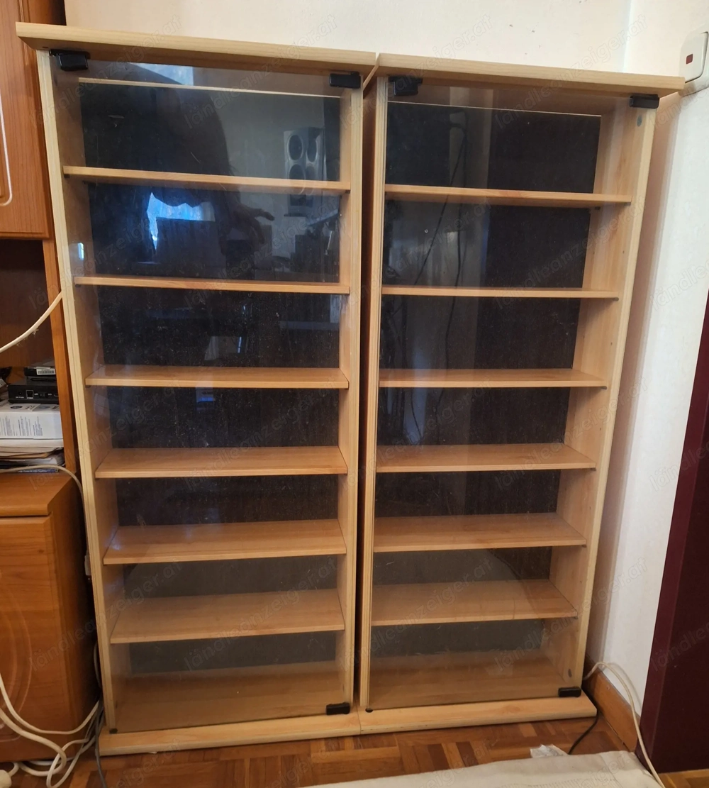 2x CD Kasten Regal mit Glastüre