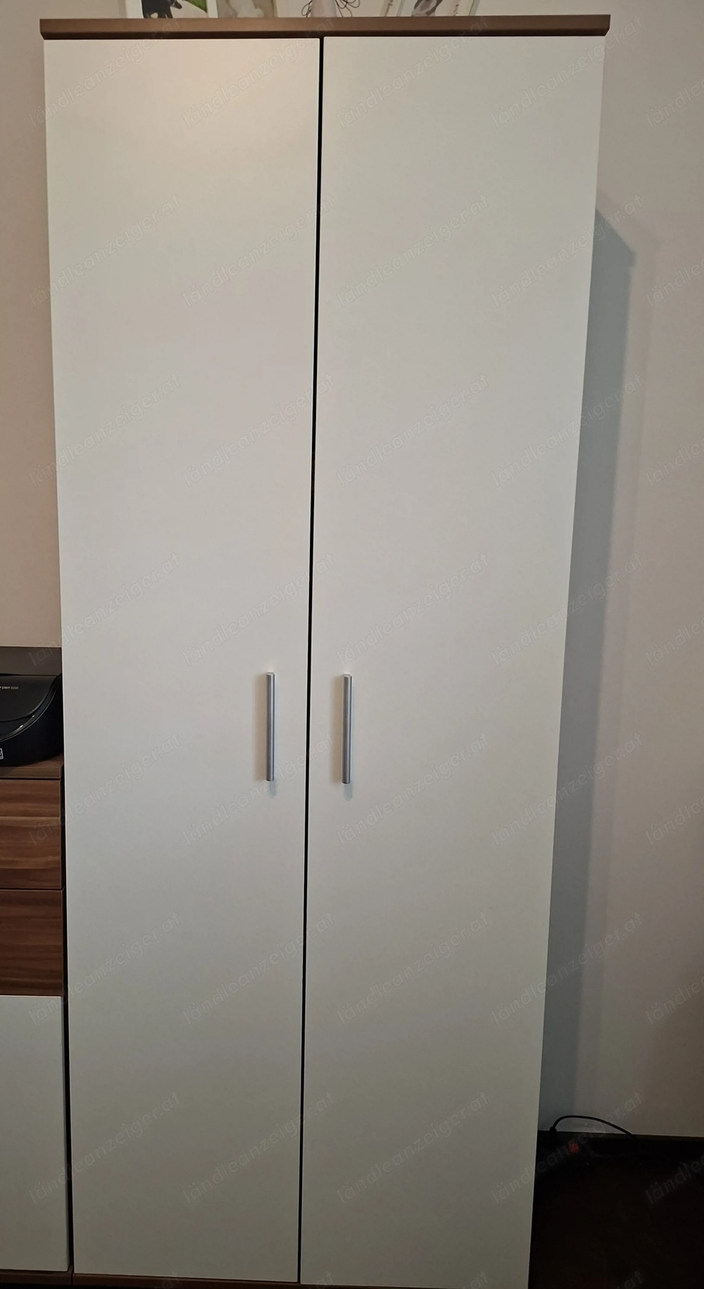 Büroschrank aus Holz, weiß - dunkelbraun