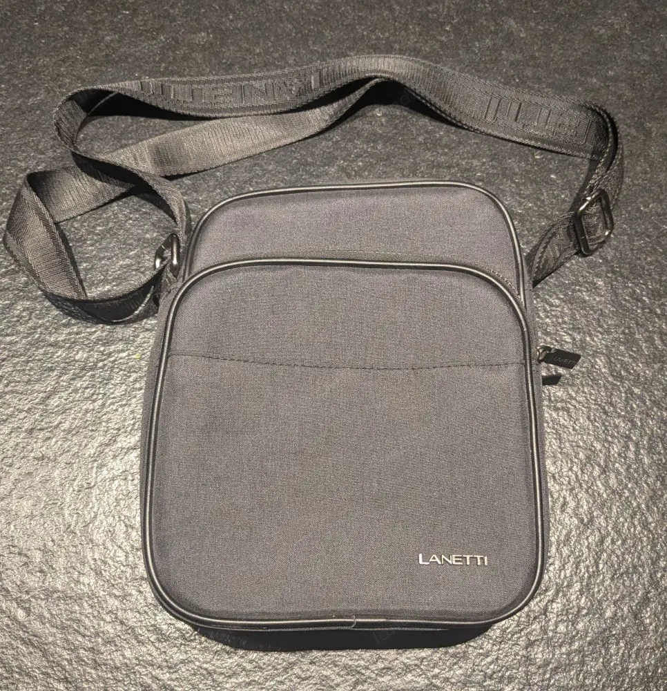 Lanetti Umhängetasche Bag schwarz grau anthrazit wie neu RM0364
