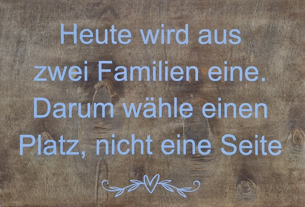 Schild für die Trauung 