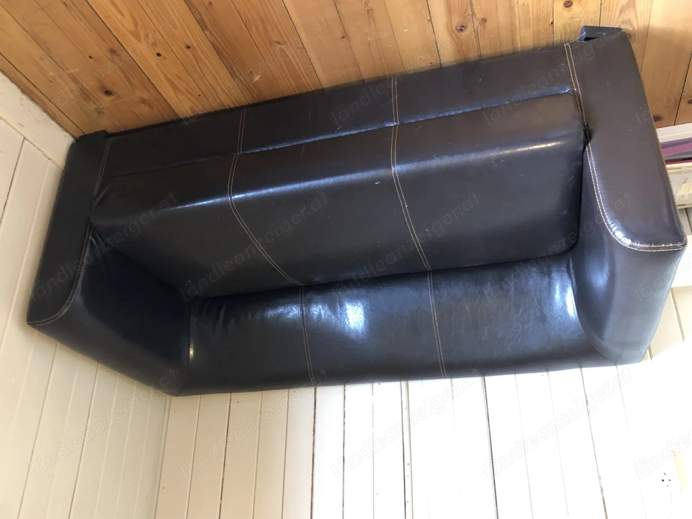 2-Sitzer Sofa braun, Kunstleder