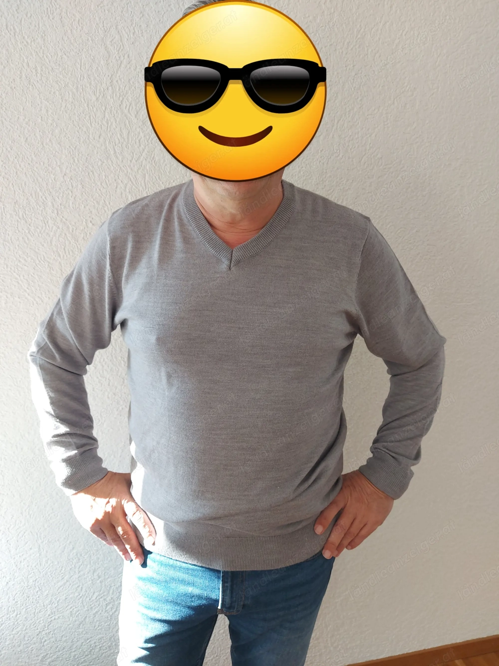 Neuer grauer Herren V-Pullover 