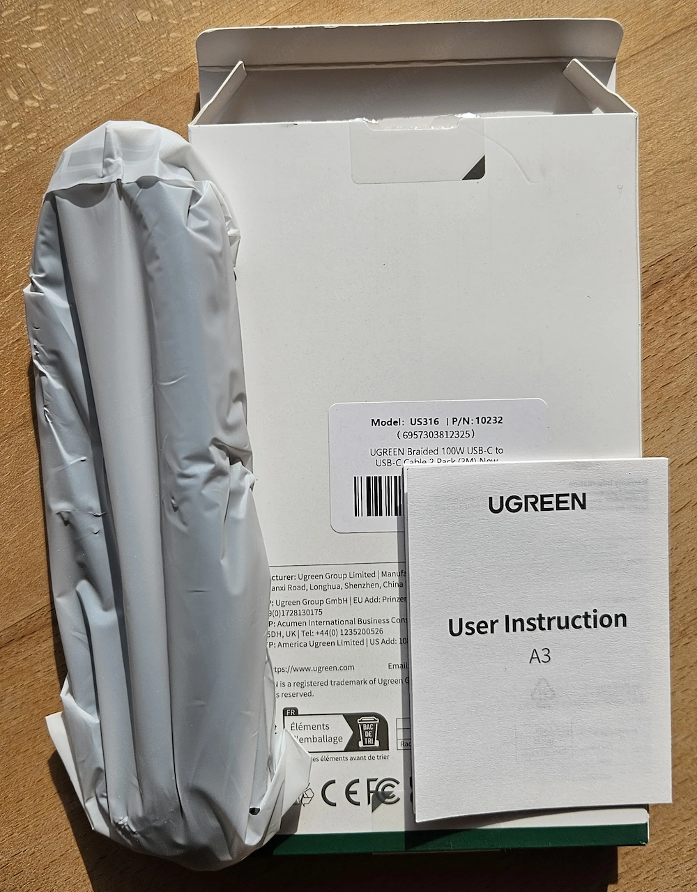 Ugreen 100w usb-c auf usb-c kabel (2 meter)   neu & ovp