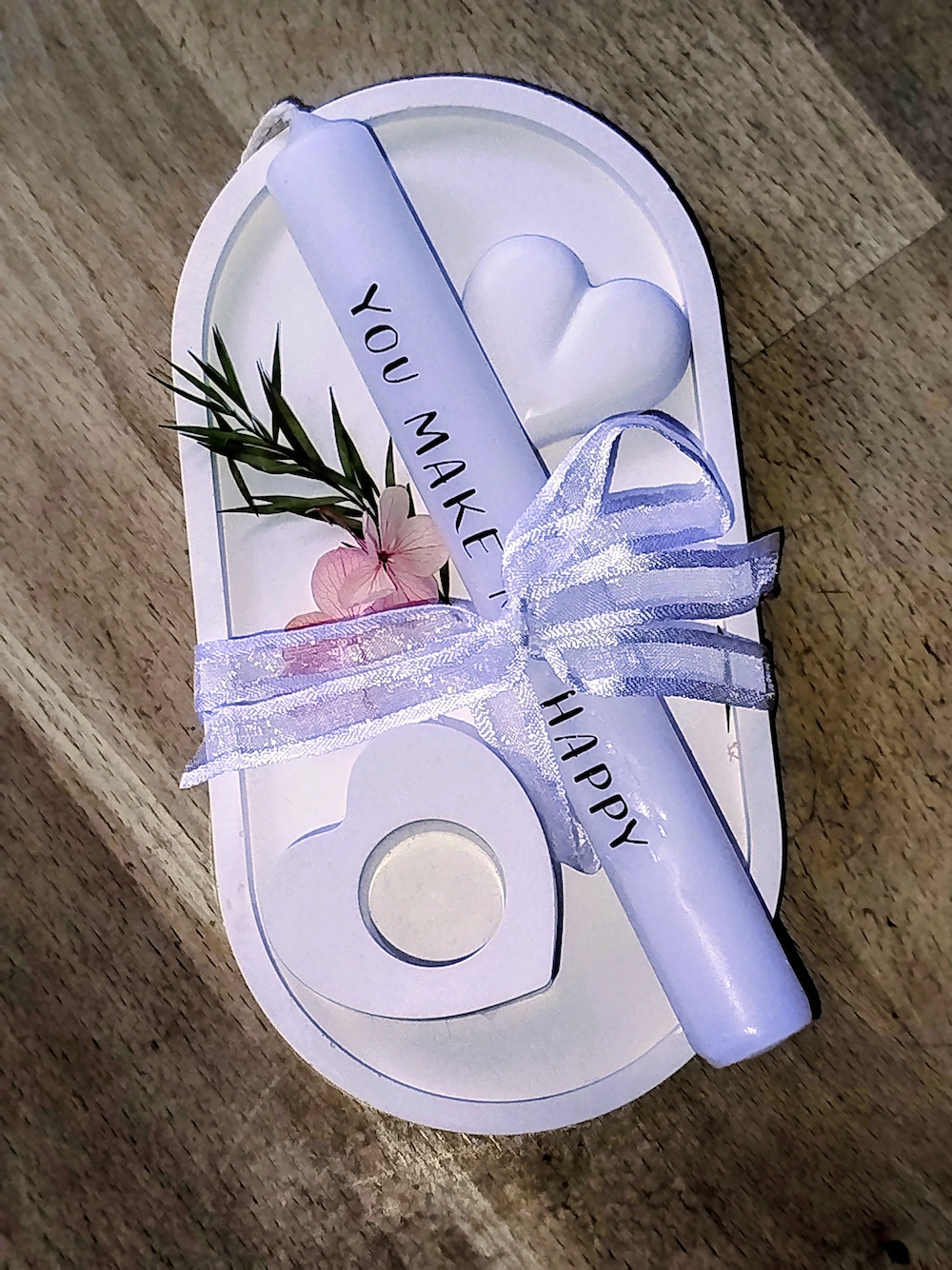 Deko kerzenständer.mit Kerze auf kl.Tablett