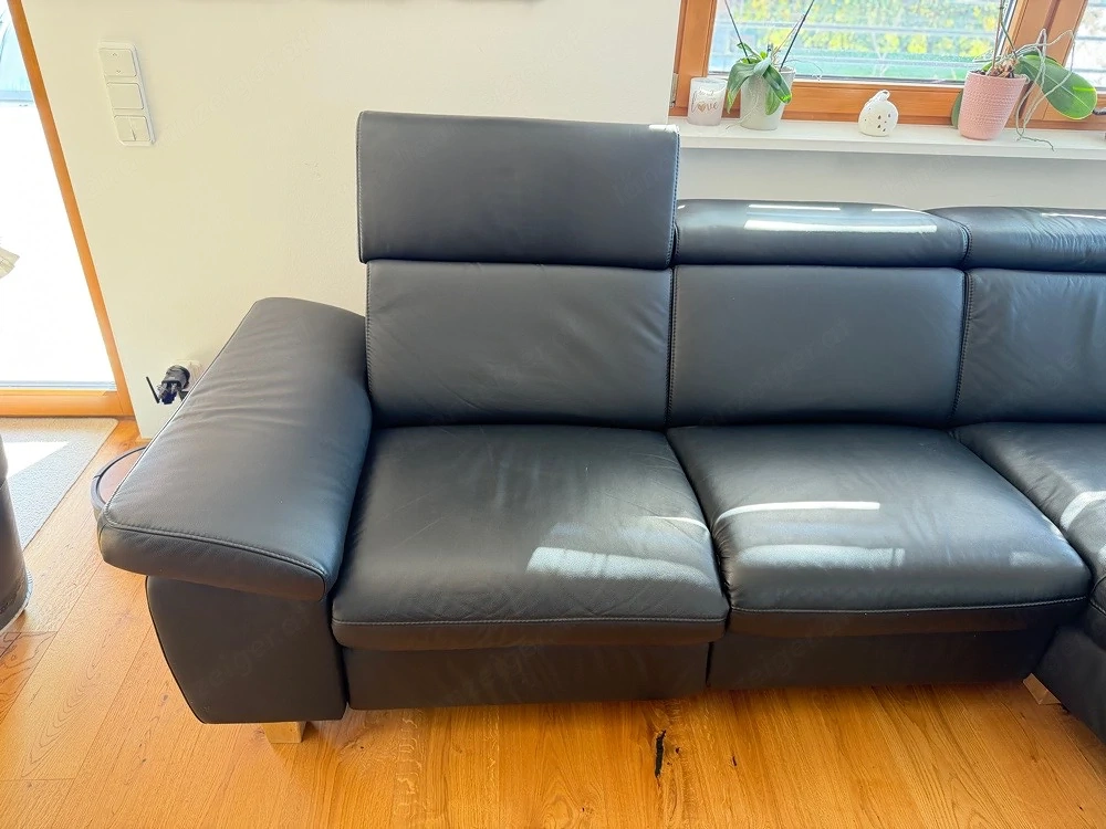 Echt-Ledercouch mit 2 Motoren, Liegefunktion