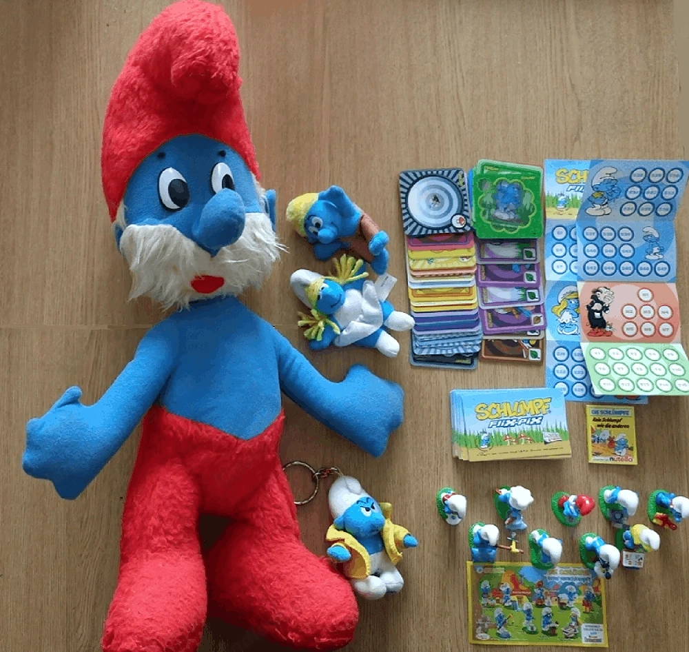 Schlümpfe; Flix Pix Sammelkarten, Ü Ei Figuren, Mc Donalds Schlümpfe, Schlüsselanhänger, 