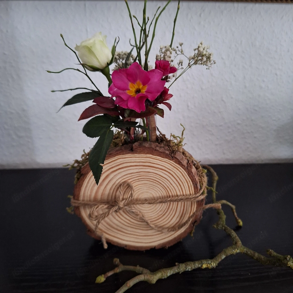 Deko Vase aus Holzscheiben neu 
