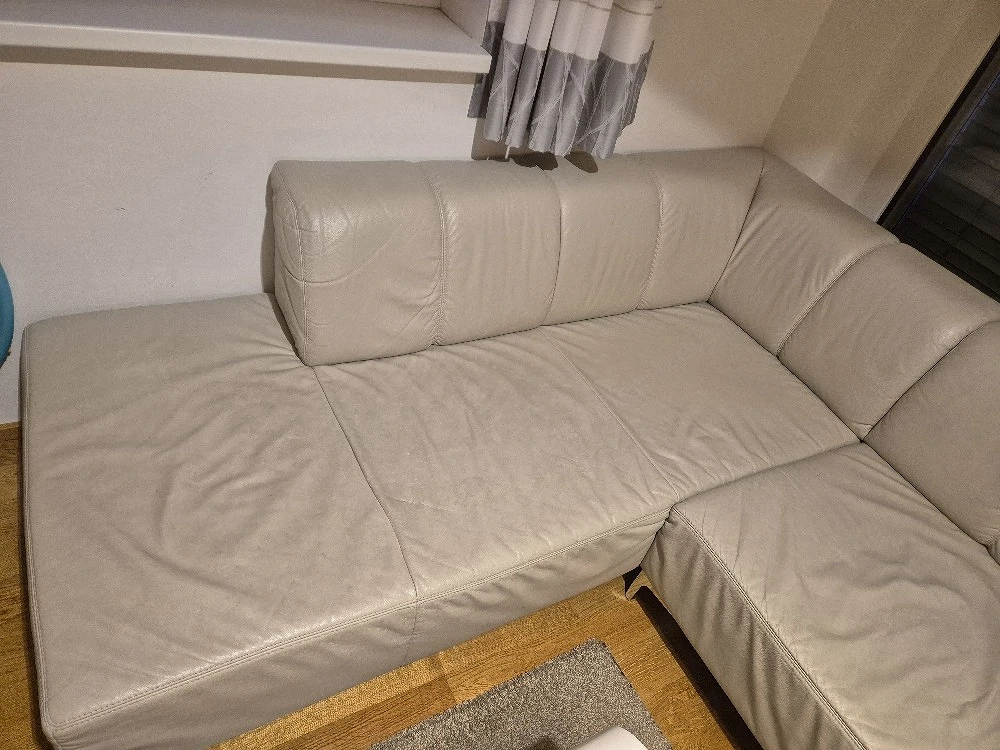 Leder Ecksofa in Beige