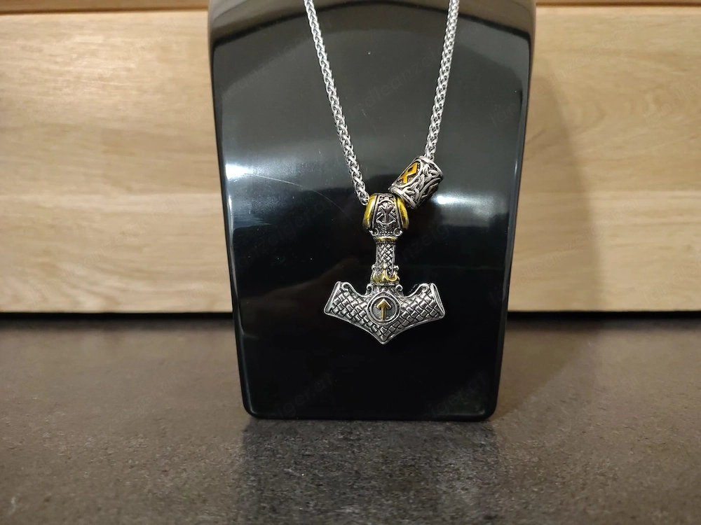 Halskette mit Anhänger   Wikinger Thor Hammer (Mjölnir) Look