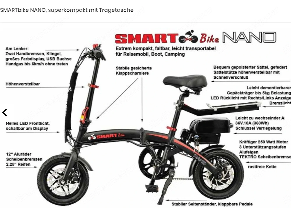 E-Bike, Smart nano, faltbar, neu