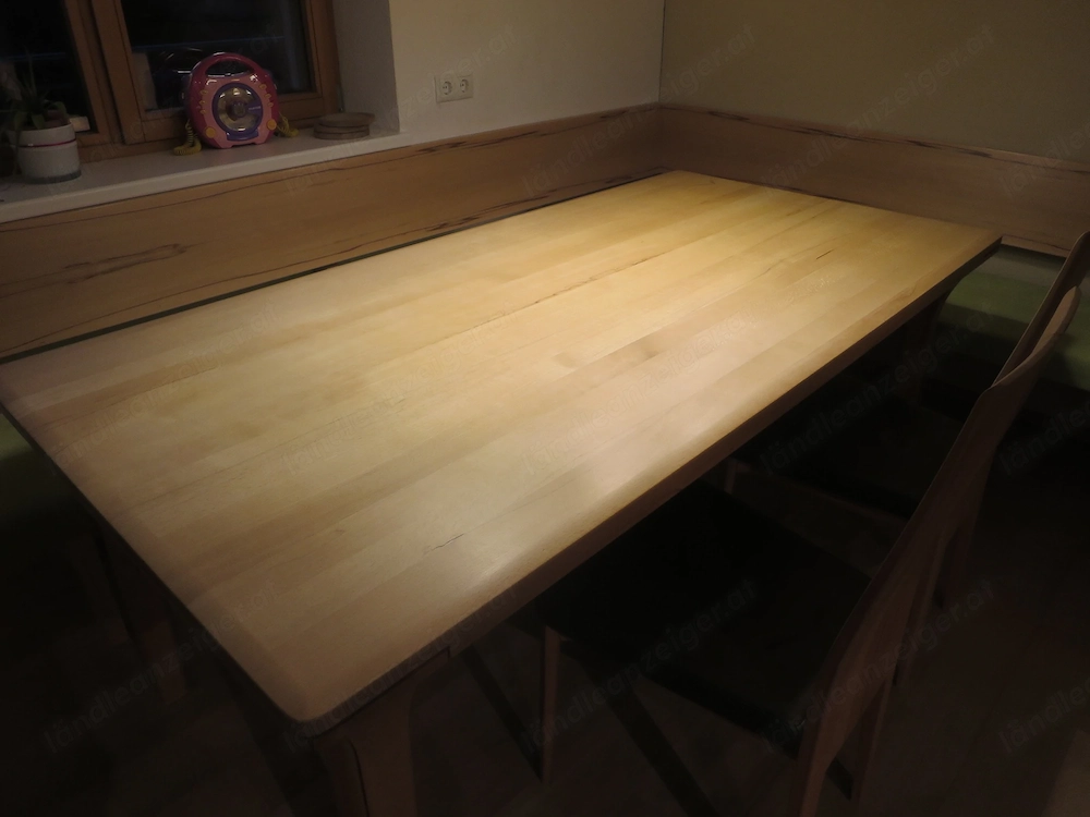 Tisch Kernbuche 200x100 cm mit klappbarem Auszug 100 cm