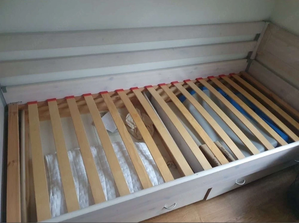Flexa Bett weiß 90x200 inkl 2 Ausziehladen auf Rollen