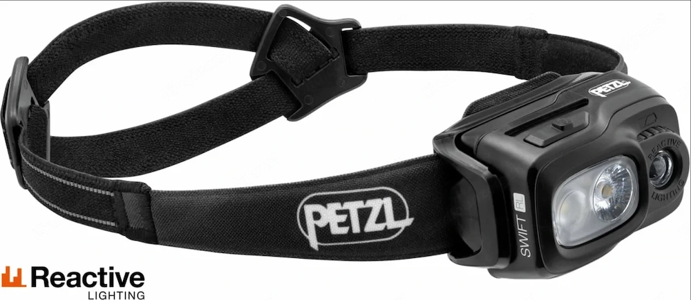 Petzl Swift RL schwarz Stirnlampe Neuwertig 2 Akkus