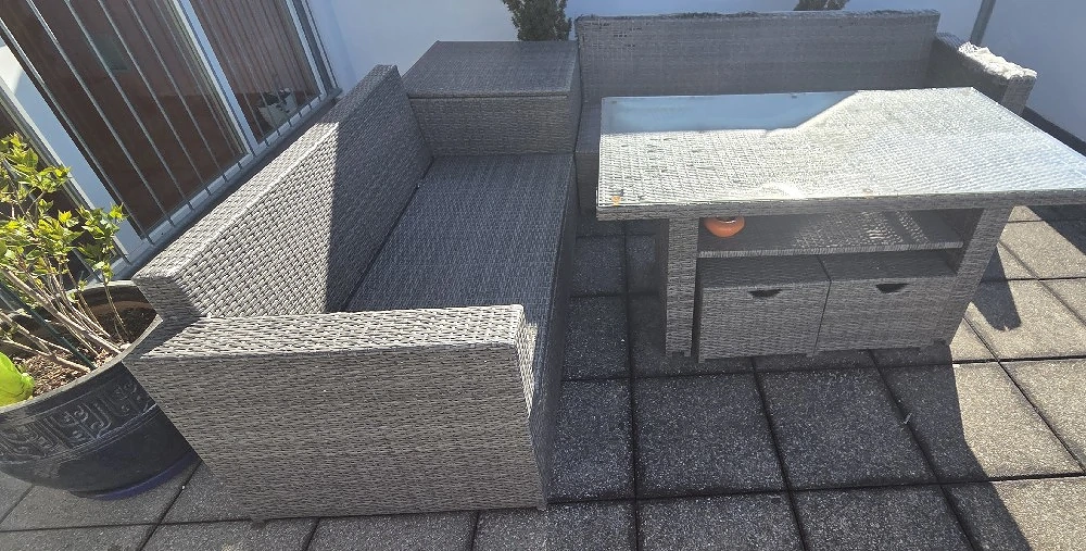 Zu Verschenken:Rattan Sitzgruppe f. Balkon Garten