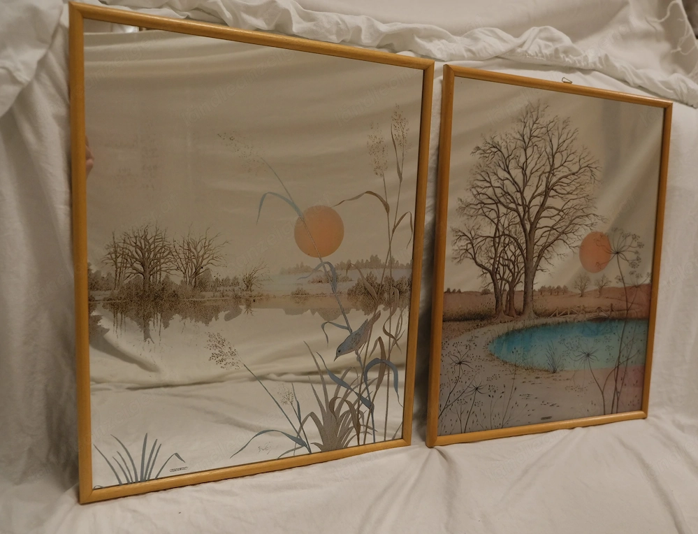 2 Vintage-Spiegel (70er) - Holzrahmen 