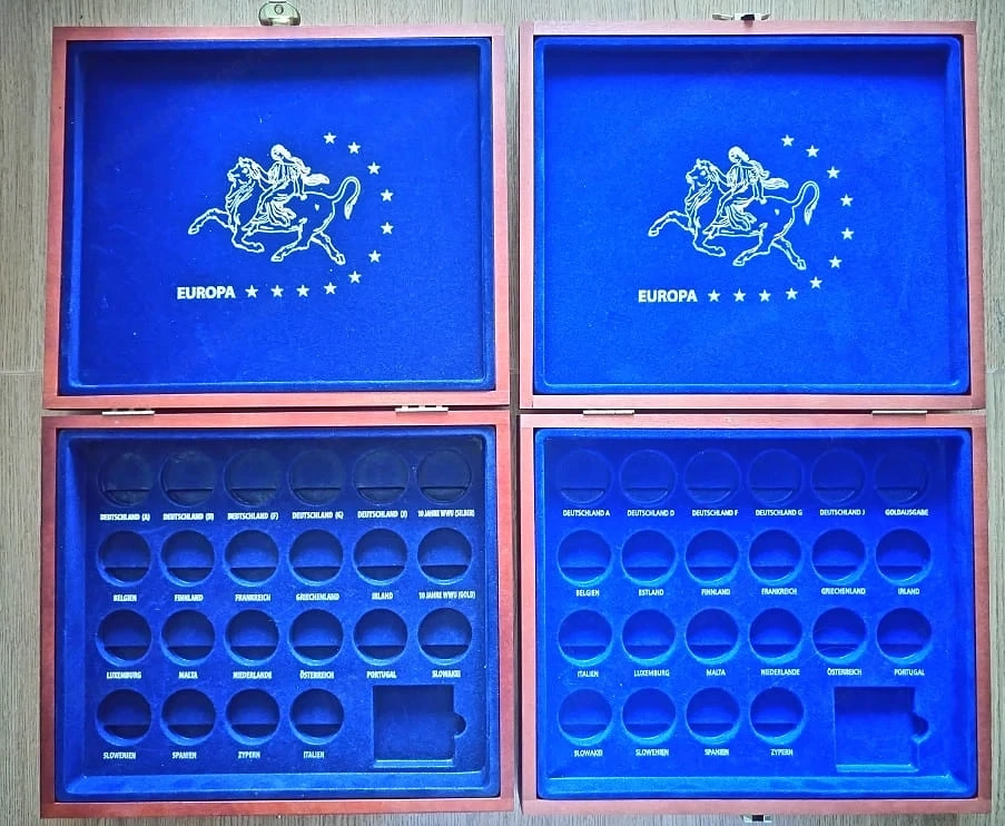 Euro-Münzsammel-Set: edle Holzkassetten, Alben (SAFE, Lindner), Fachliteratur, Zubehör - Top Zustand