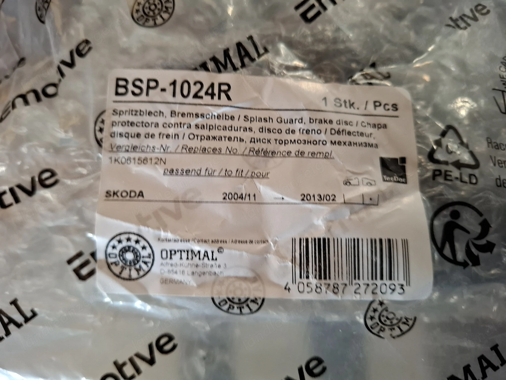 Spritzblech Skoda Octavia Allrad 