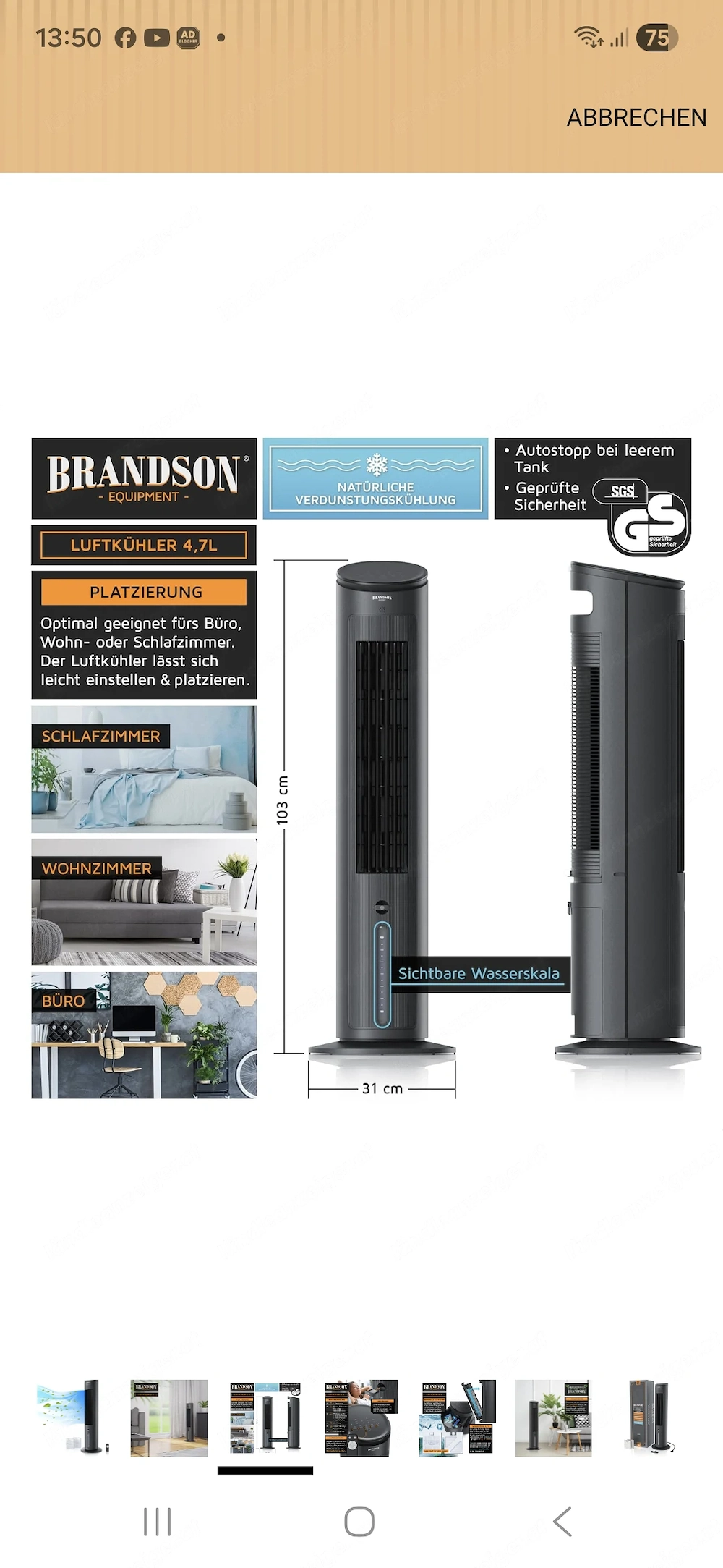 Kühlgerät mit Wasser