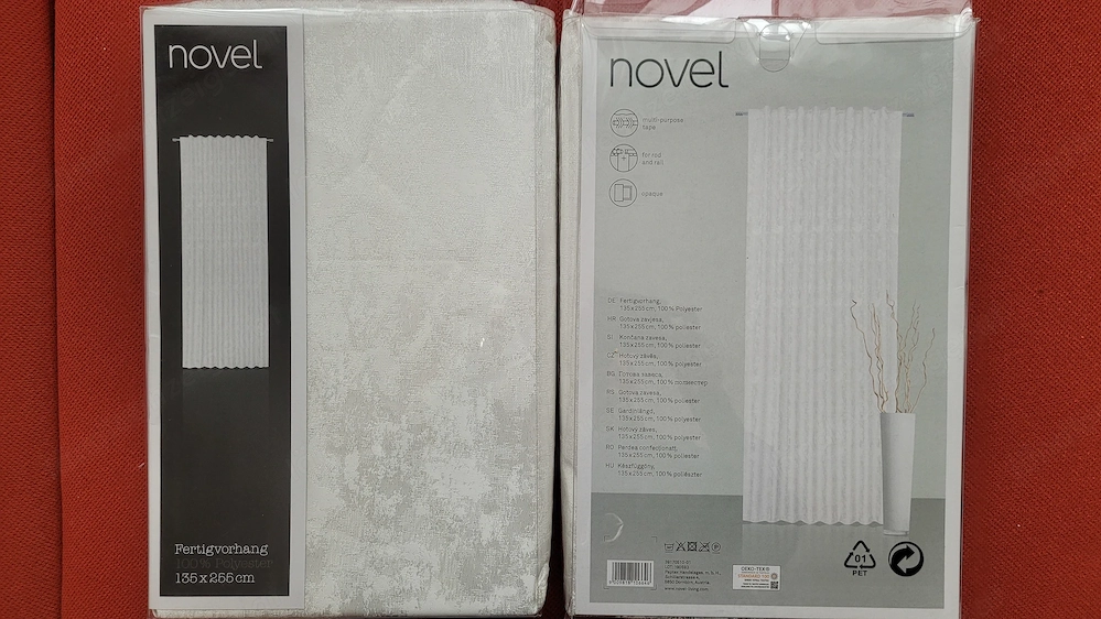 Vorhang neu 135x255 cm weiß strukturiert