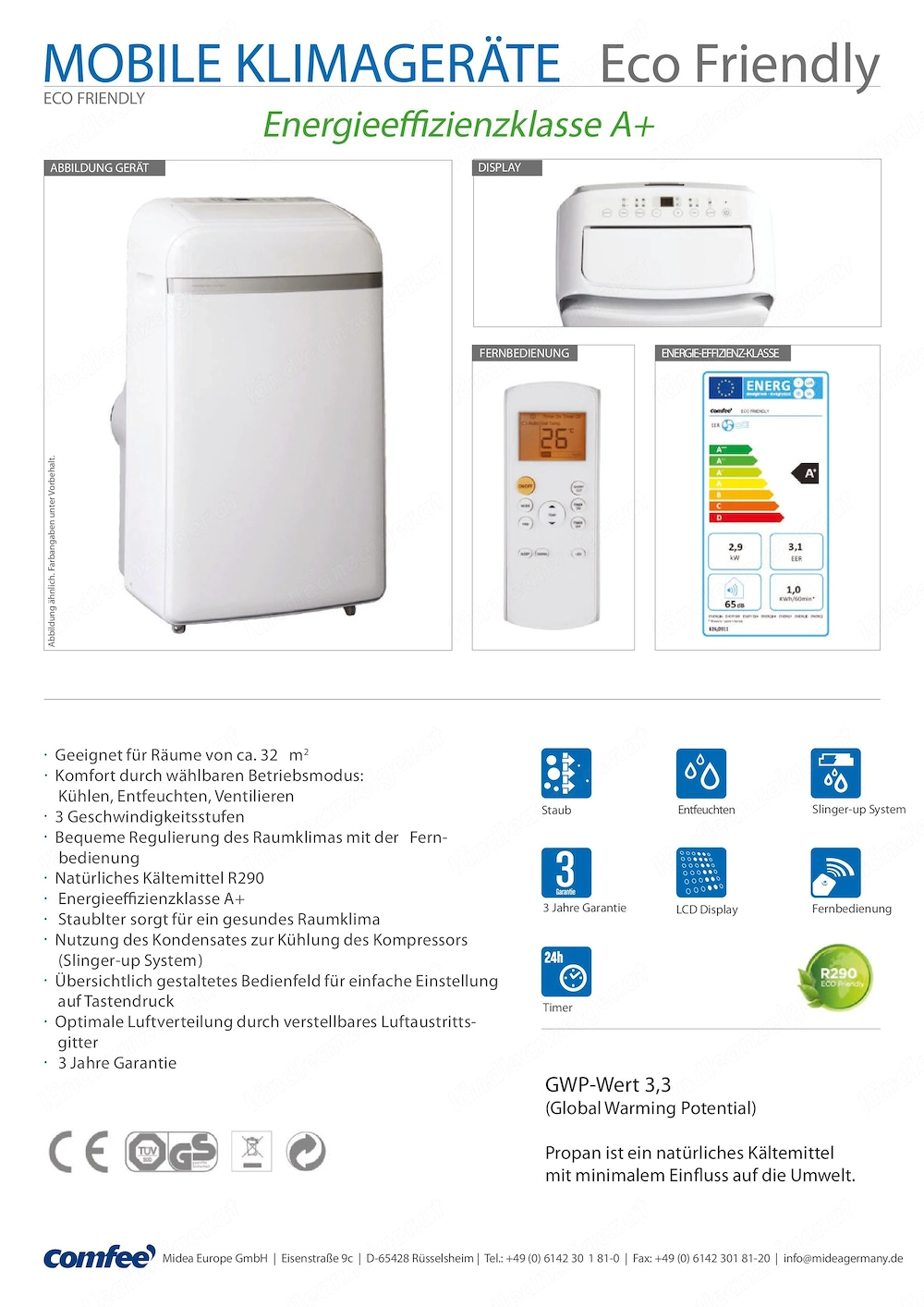 Mobiles Klimagerät (Klimaanlage) Comfee Eco Friendly