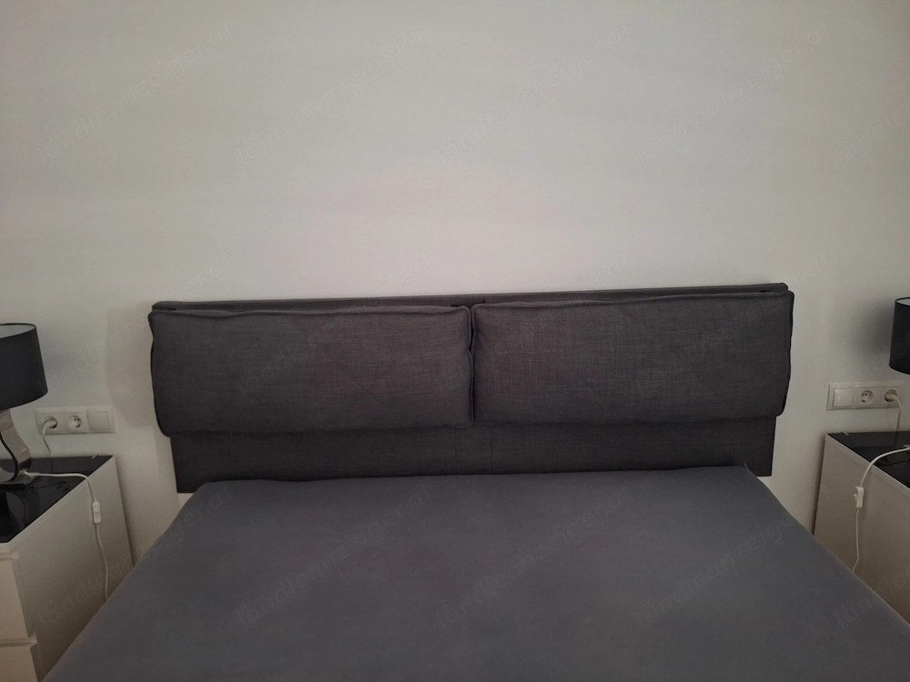 IKEA MALM Bezug für Kopfteil + 2 Kissen 160 SKIFTEBO dunkelgrau