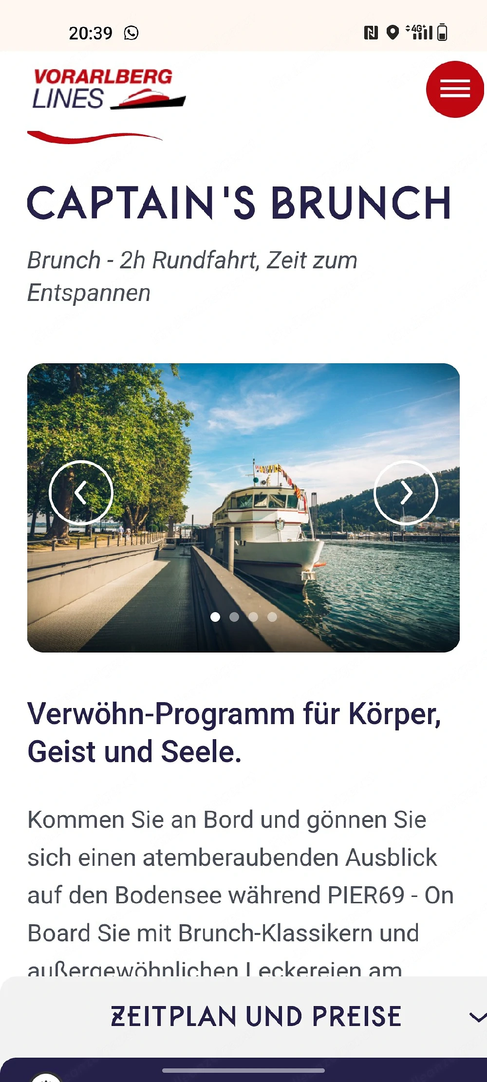 Ticket: Schiffahrt Bregenz mit Captains Brunch, 6.4.2026